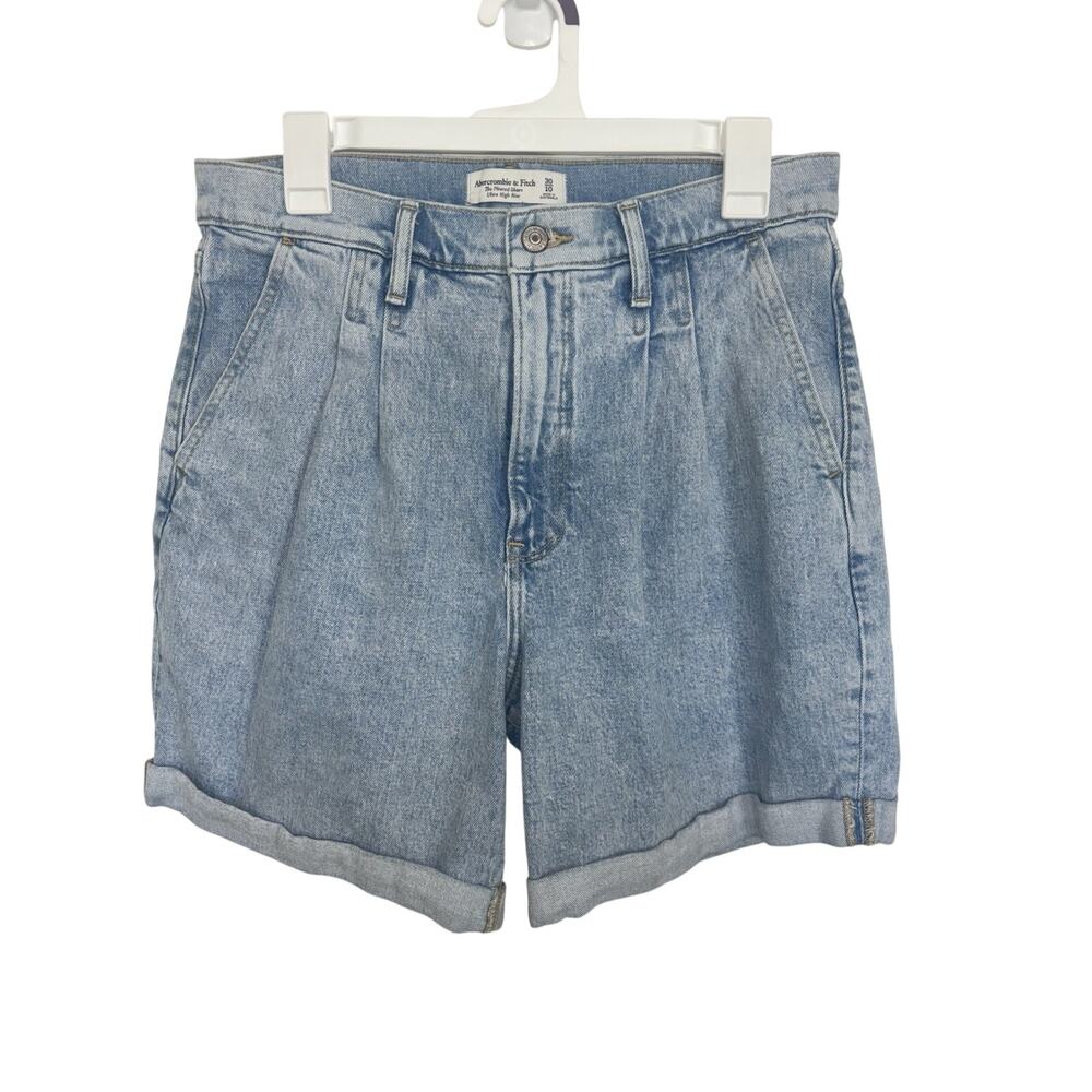 Abercrombie Fitch The Pleated Denim Shorts Ultra High Rise 30/10 Preppy Retro
